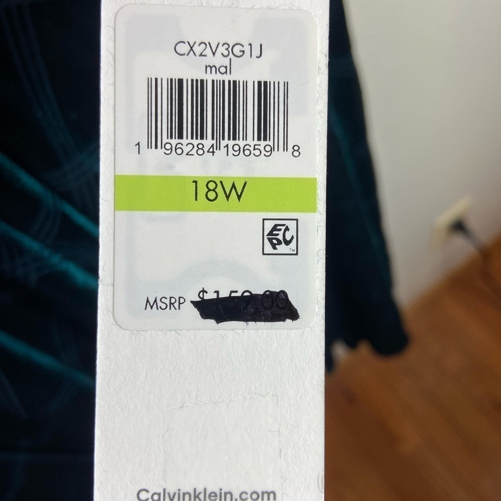 Calvin Klein Velvet Midi Dress with Burnout Plaid Design – Size 18W (NWT) - Picture 7 of 11